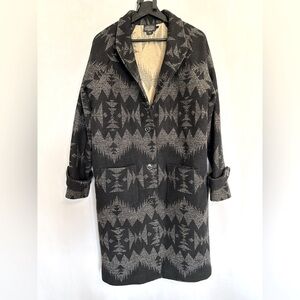 Pendleton Sonora Archive Blanket Long Coat Jacket Black Cream Large